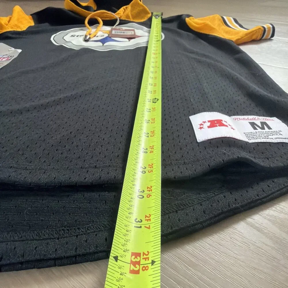 Mens Mitchell & Ness Pittsburgh Steelers Buzzer Short Sleeve Hoodie M - Picture 5 of 9